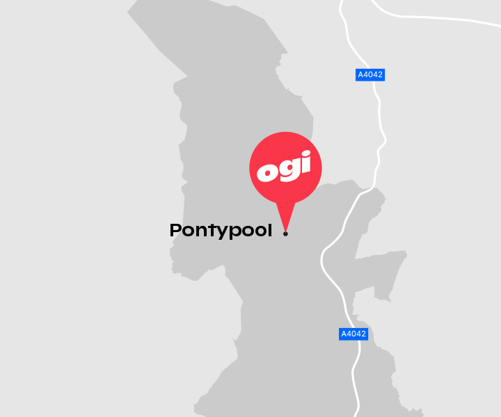 Illustrated map showing towns and villages in Torfaen.