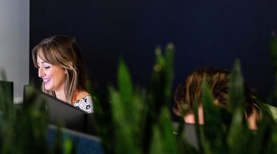 Worker using business broadband